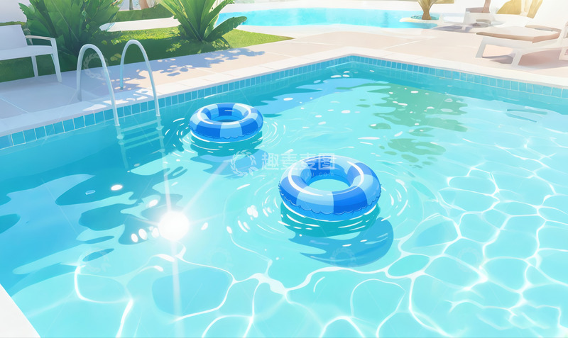 高清大图下载【趣麦麦图】夏天泳池游泳圈大暑小暑处暑2