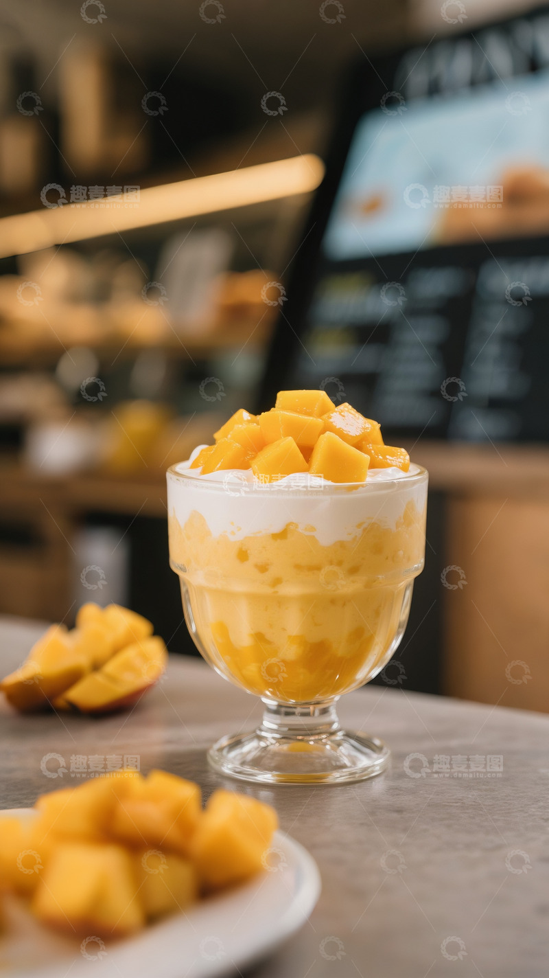 高清大图下载【趣麦麦图】杨枝甘露芒果牛奶甜点下午茶美食