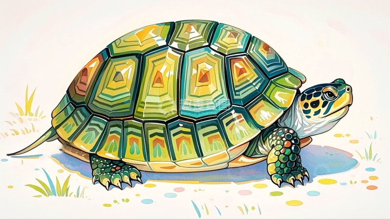 高清大图下载【趣麦麦图】-水彩插画乌龟3