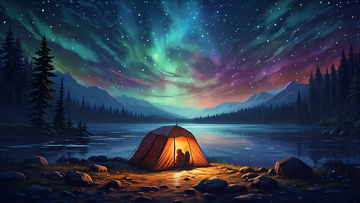 湖畔极光梦幻露营