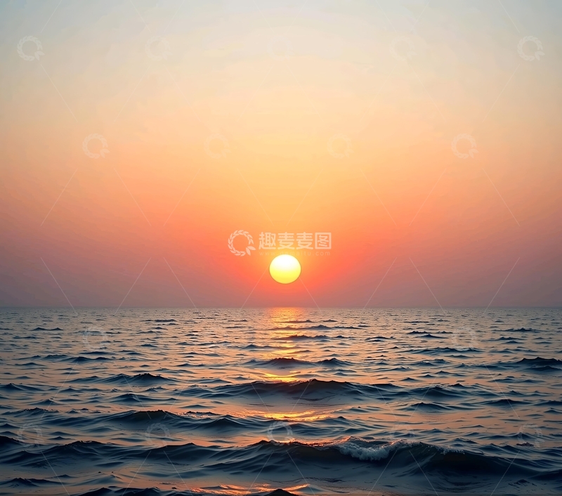 高清大图下载【趣麦麦图】海平面上的夕阳