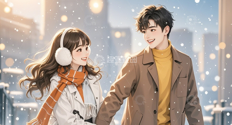 高清大图下载【趣麦麦图】冬季情侣人物7