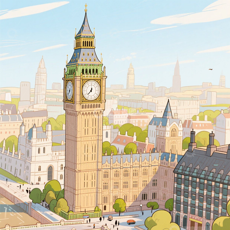 高清大图下载【趣麦麦图】手绘大本钟2