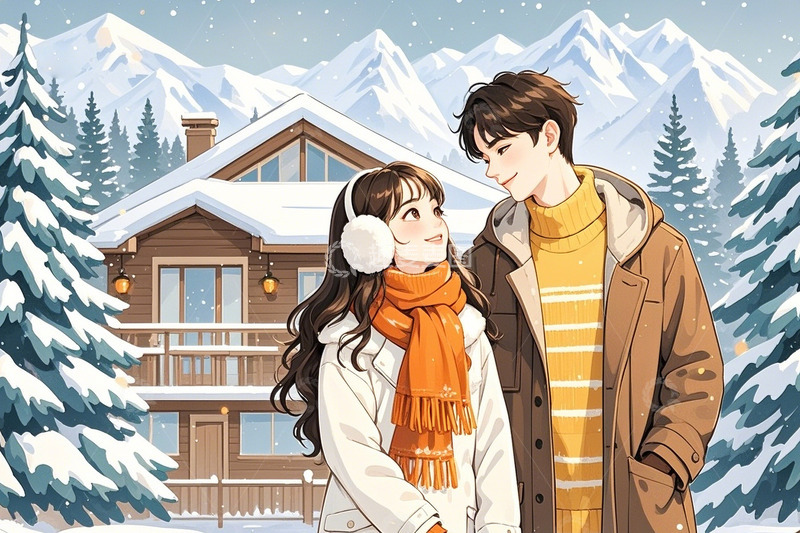 高清大图下载【趣麦麦图】冬季情侣人物2