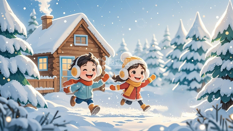 高清大图下载【趣麦麦图】冬季大雪打雪仗3