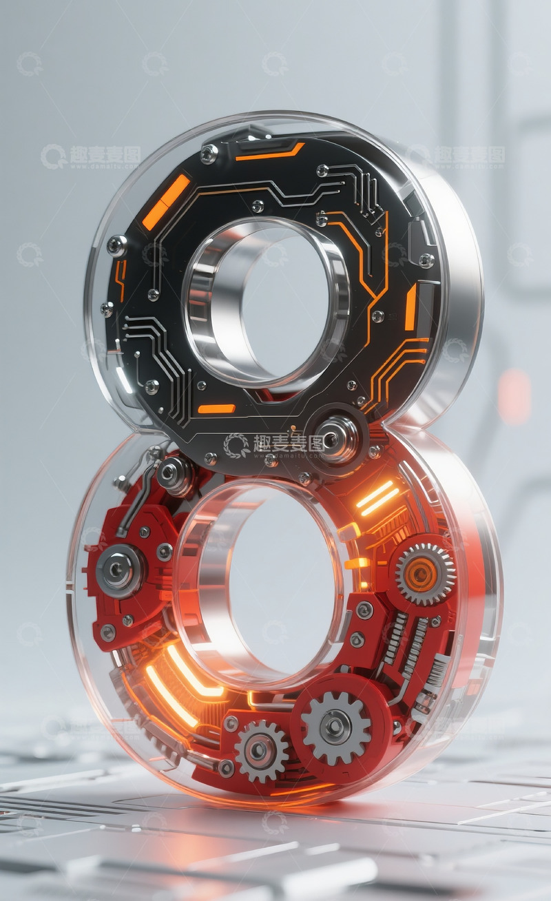 高清大图下载【趣麦麦图】红色机械数字87