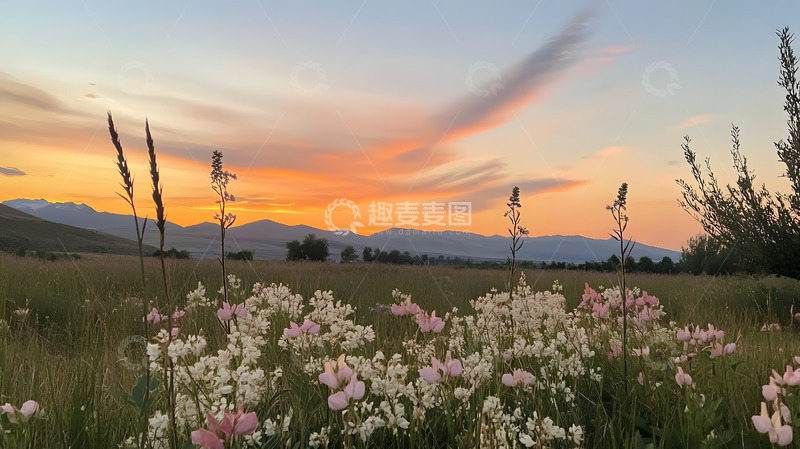 高清大图下载【趣麦麦图】山间的日出彩霞美景1