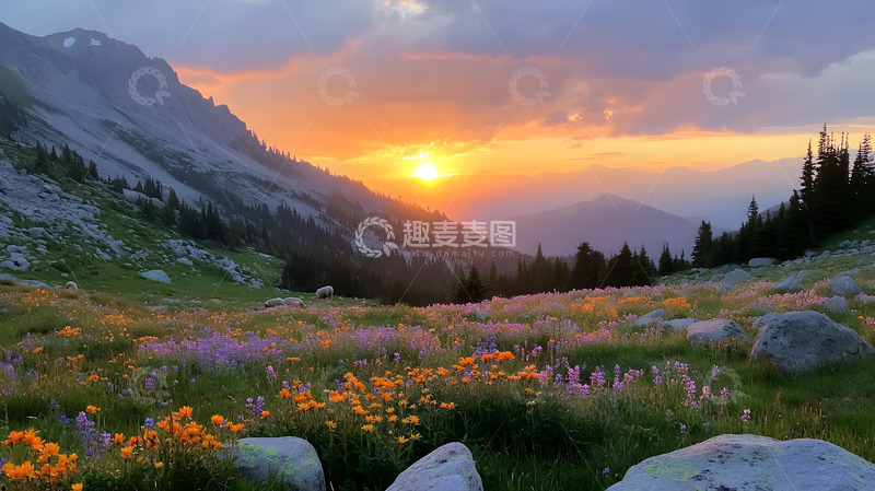 高清大图下载【趣麦麦图】山间的日出彩霞美景11