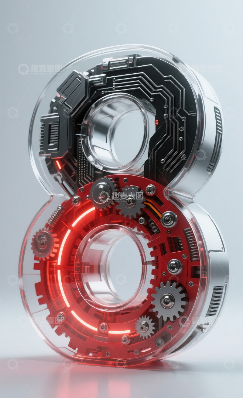 高清大图下载【趣麦麦图】红色机械数字86