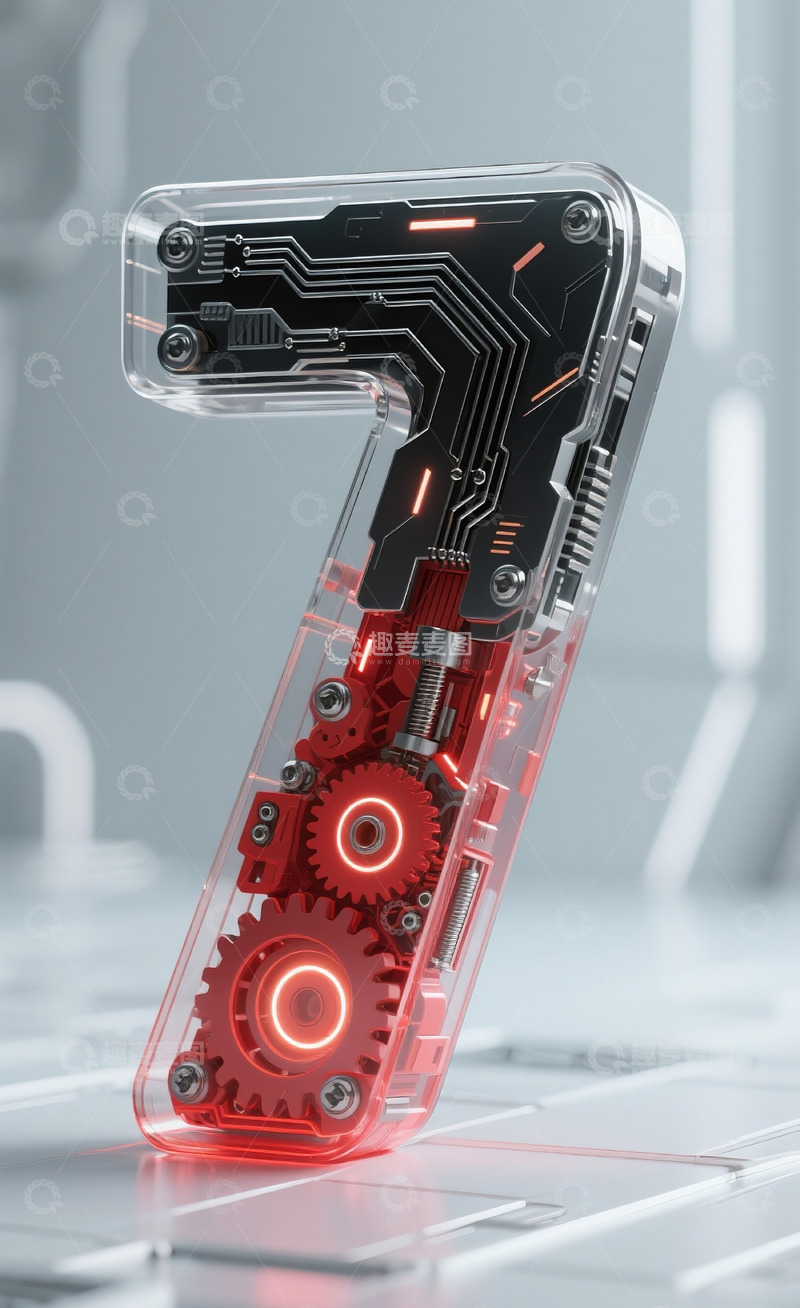 高清大图下载【趣麦麦图】红色机械数字76