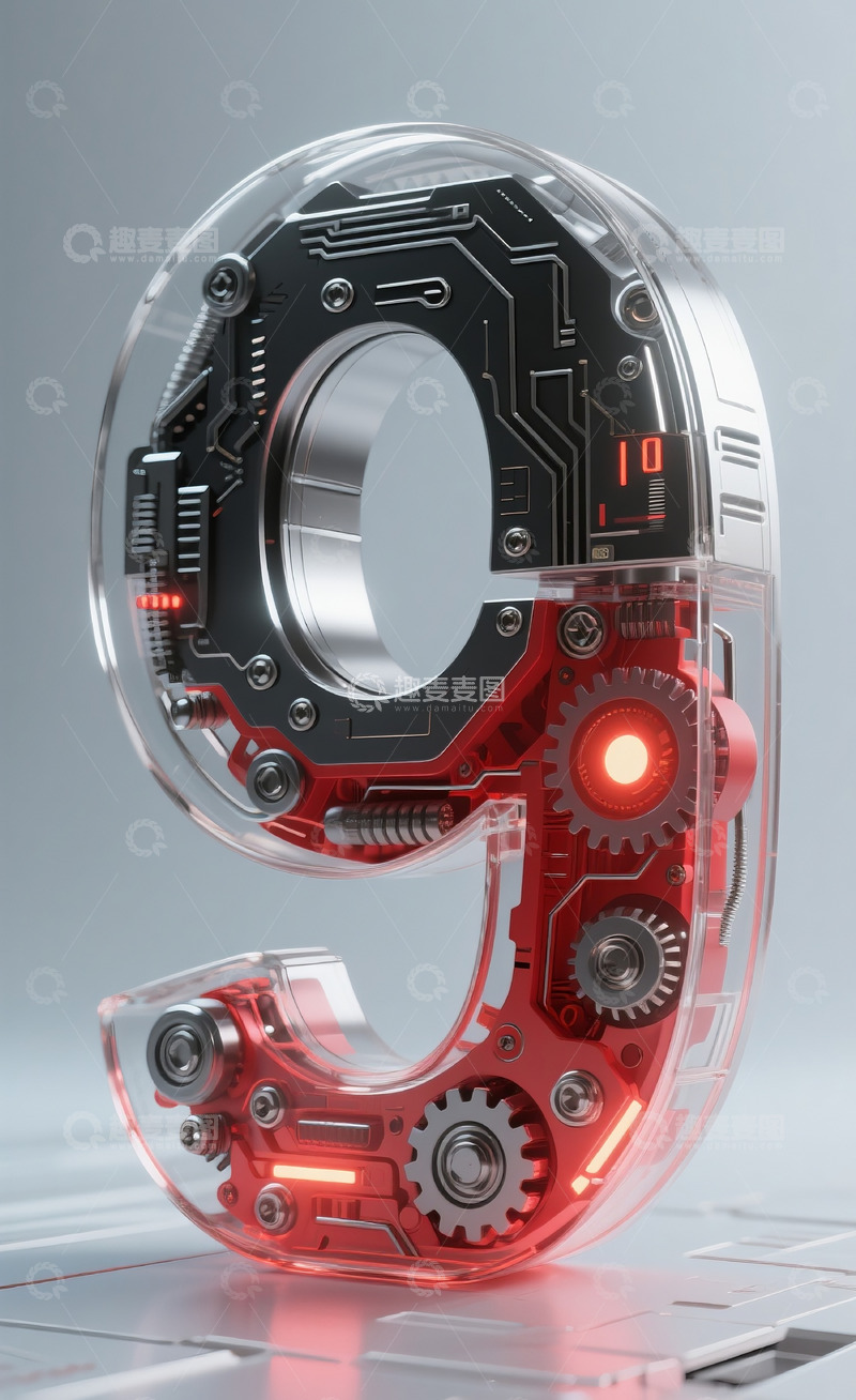 高清大图下载【趣麦麦图】红色机械数字95