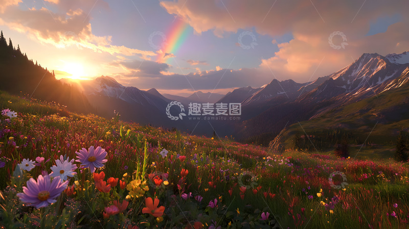 高清大图下载【趣麦麦图】山间的日出彩霞美景2