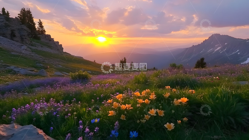 高清大图下载【趣麦麦图】山间的日出彩霞美景5