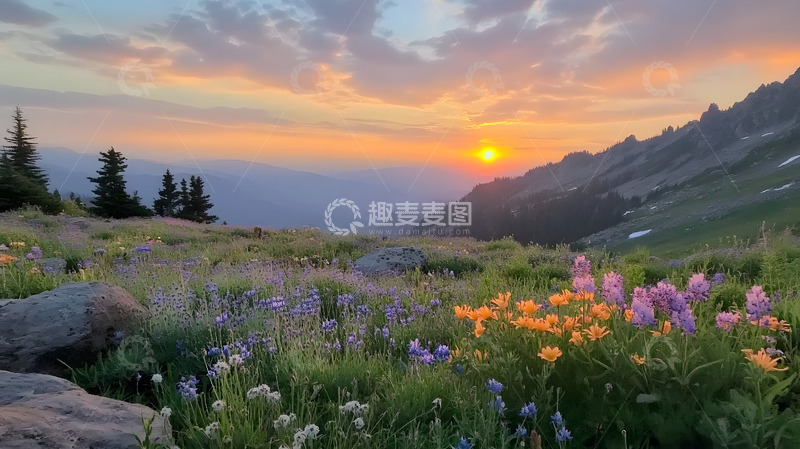 高清大图下载【趣麦麦图】山间的日出彩霞美景10