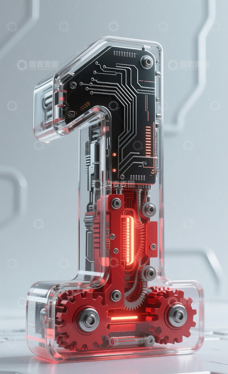 高清大图下载【趣麦麦图】红色机械数字16