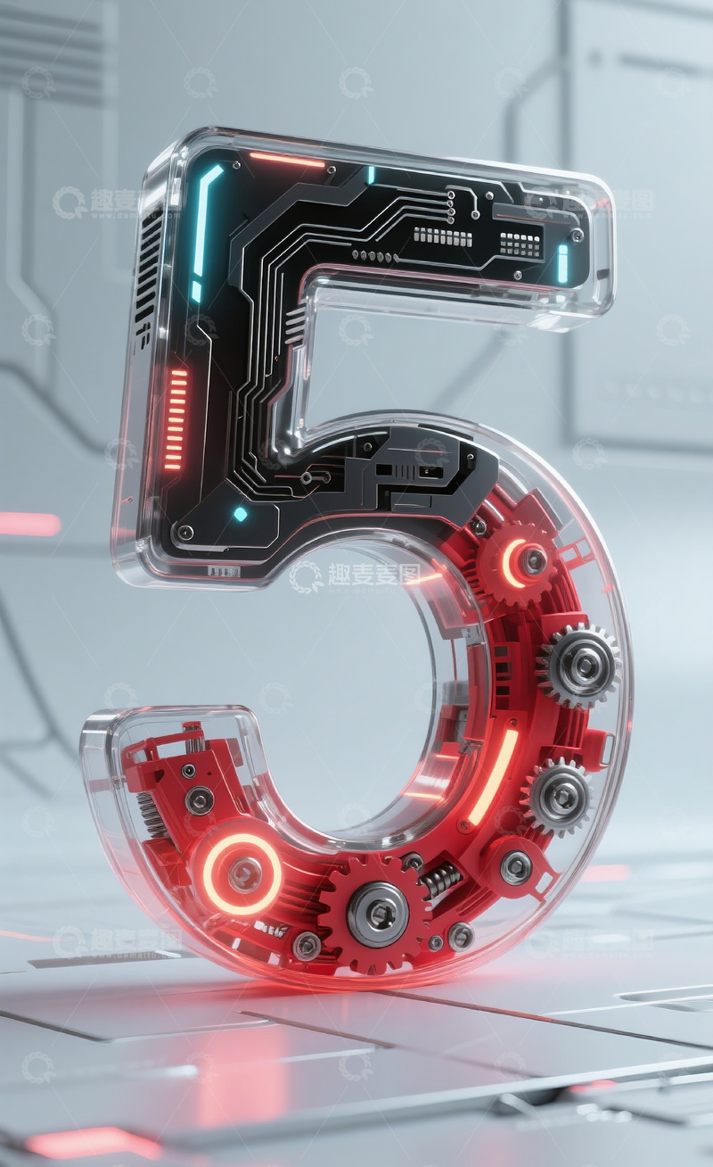 高清大图下载【趣麦麦图】红色机械数字55