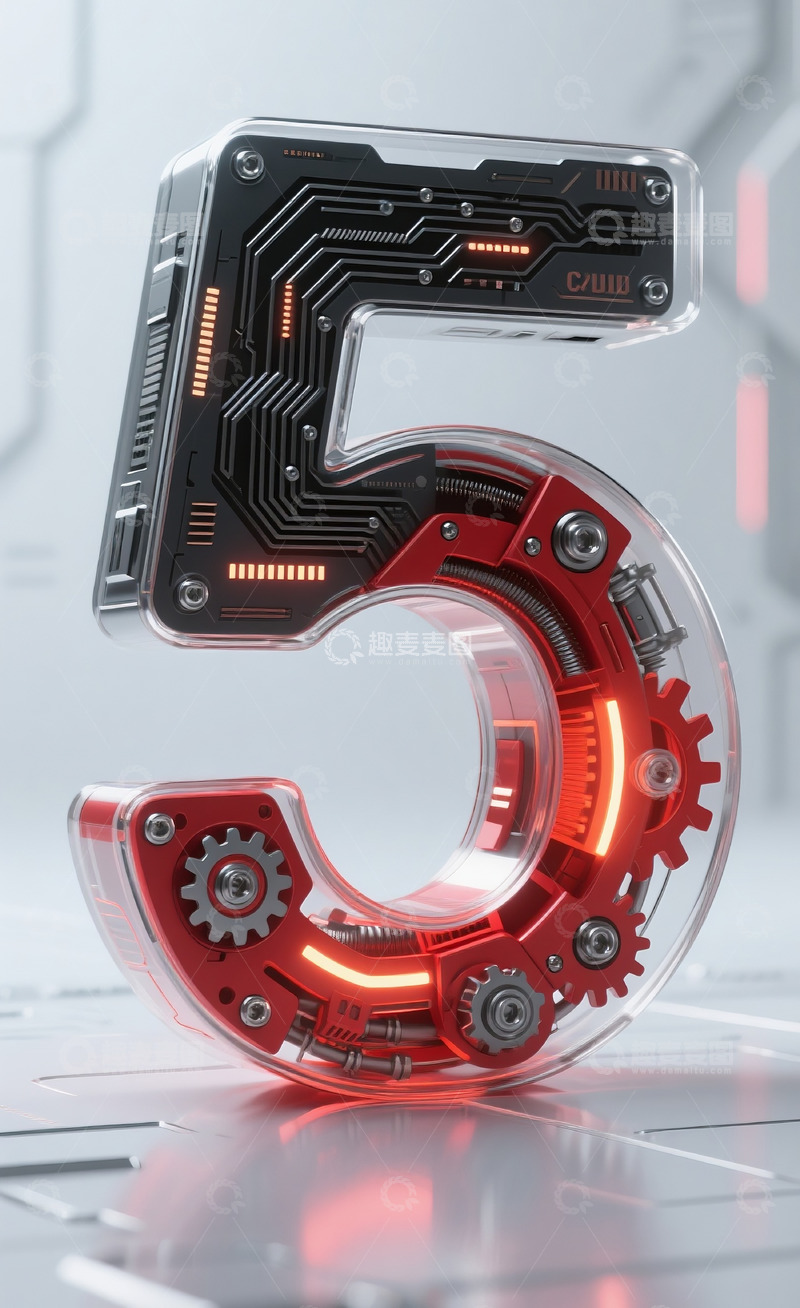 高清大图下载【趣麦麦图】红色机械数字57