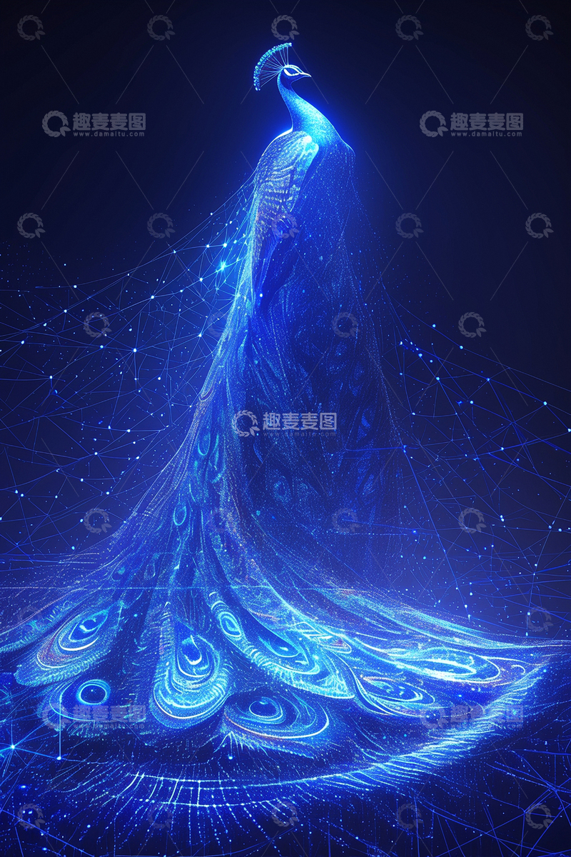 高清大图下载【趣麦麦图】赛博朋克风孔雀7