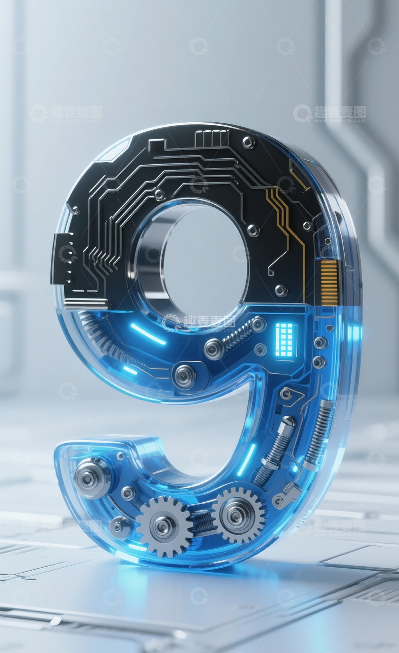 高清大图下载【趣麦麦图】蓝色机械数字94