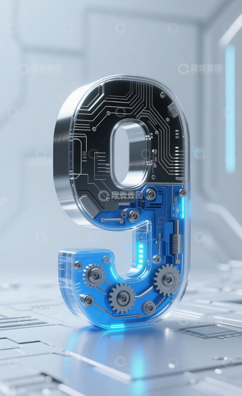 高清大图下载【趣麦麦图】蓝色机械数字92