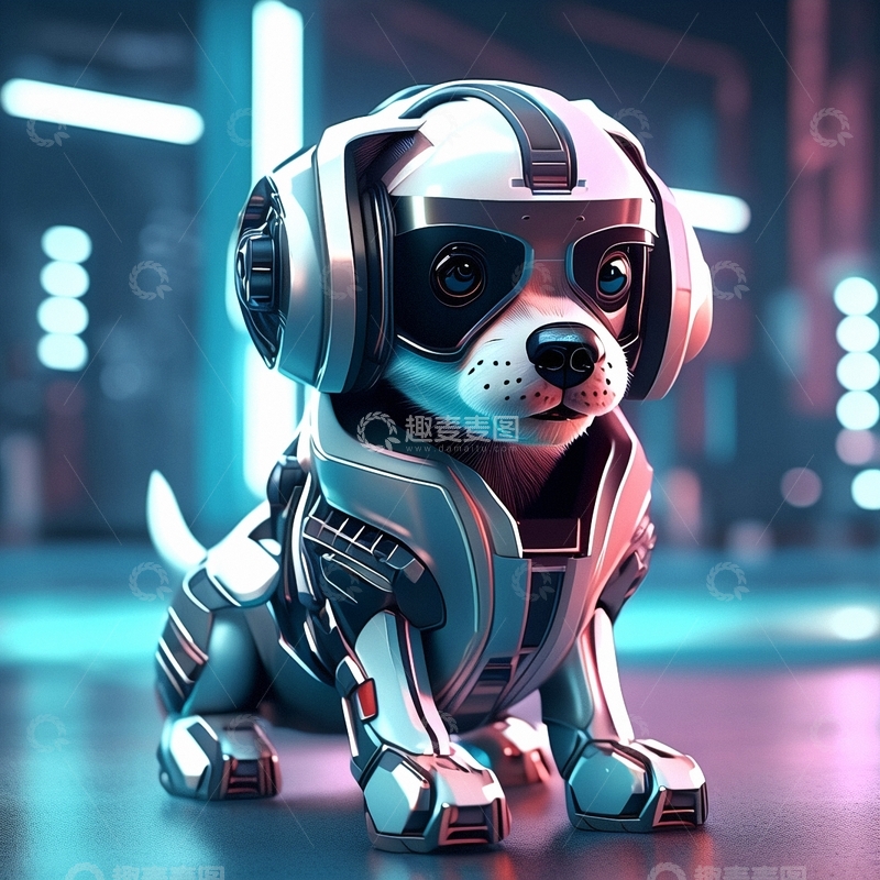 高清大图下载【趣麦麦图】-赛博朋克风机械狗10