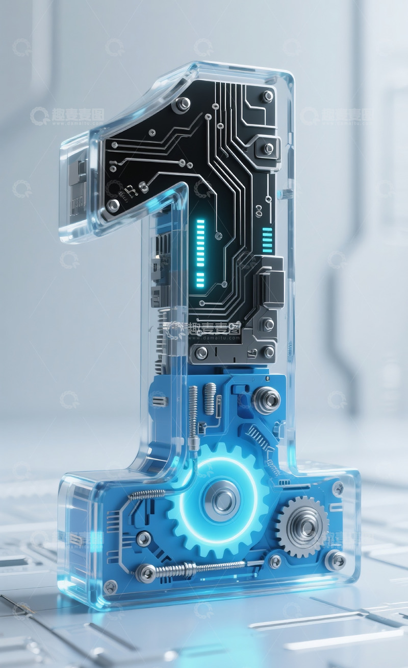 高清大图下载【趣麦麦图】蓝色机械数字11