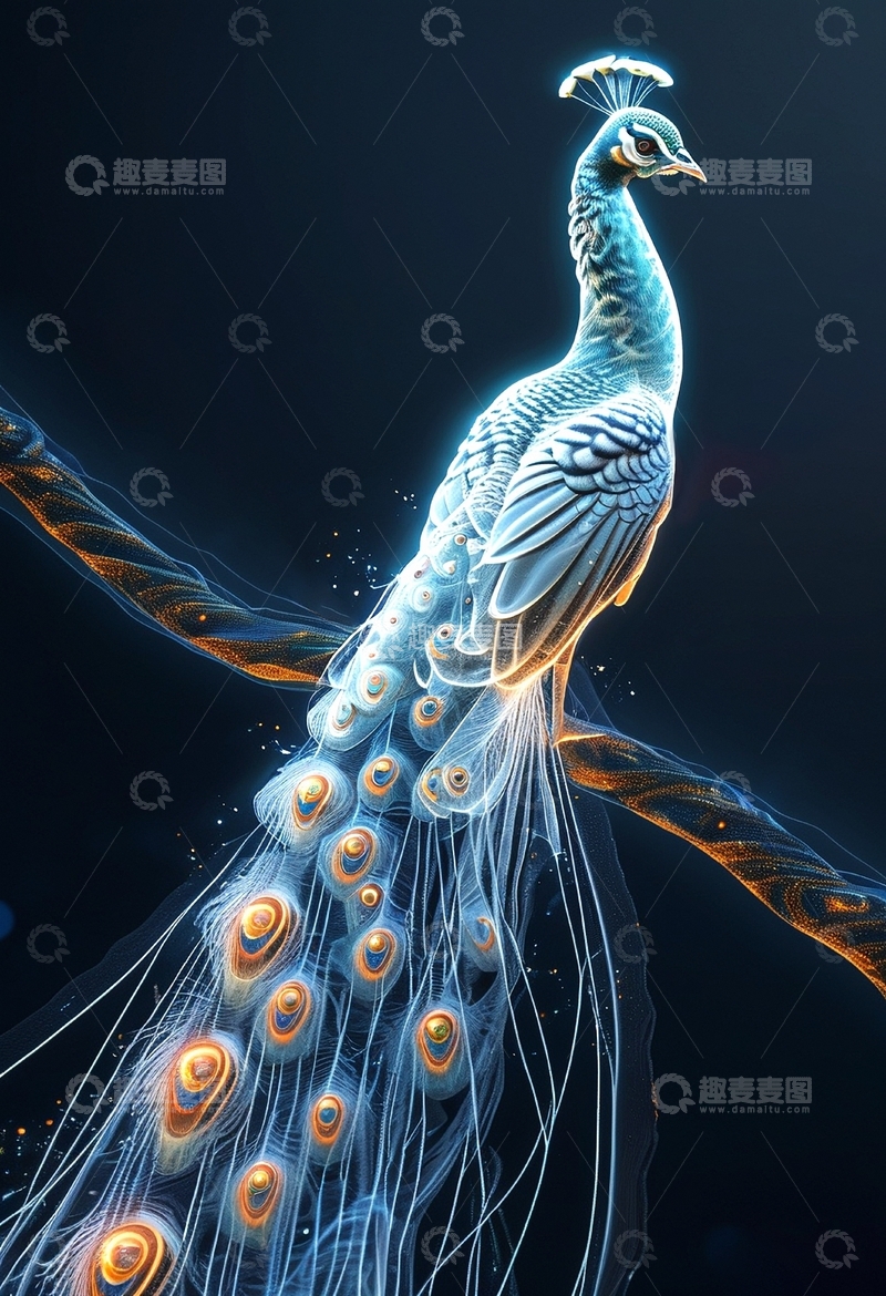 高清大图下载【趣麦麦图】赛博朋克风孔雀9