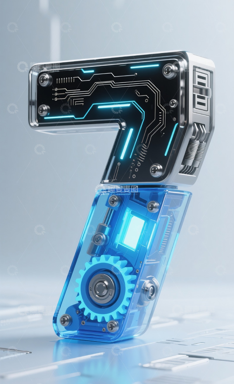 高清大图下载【趣麦麦图】蓝色机械数字72