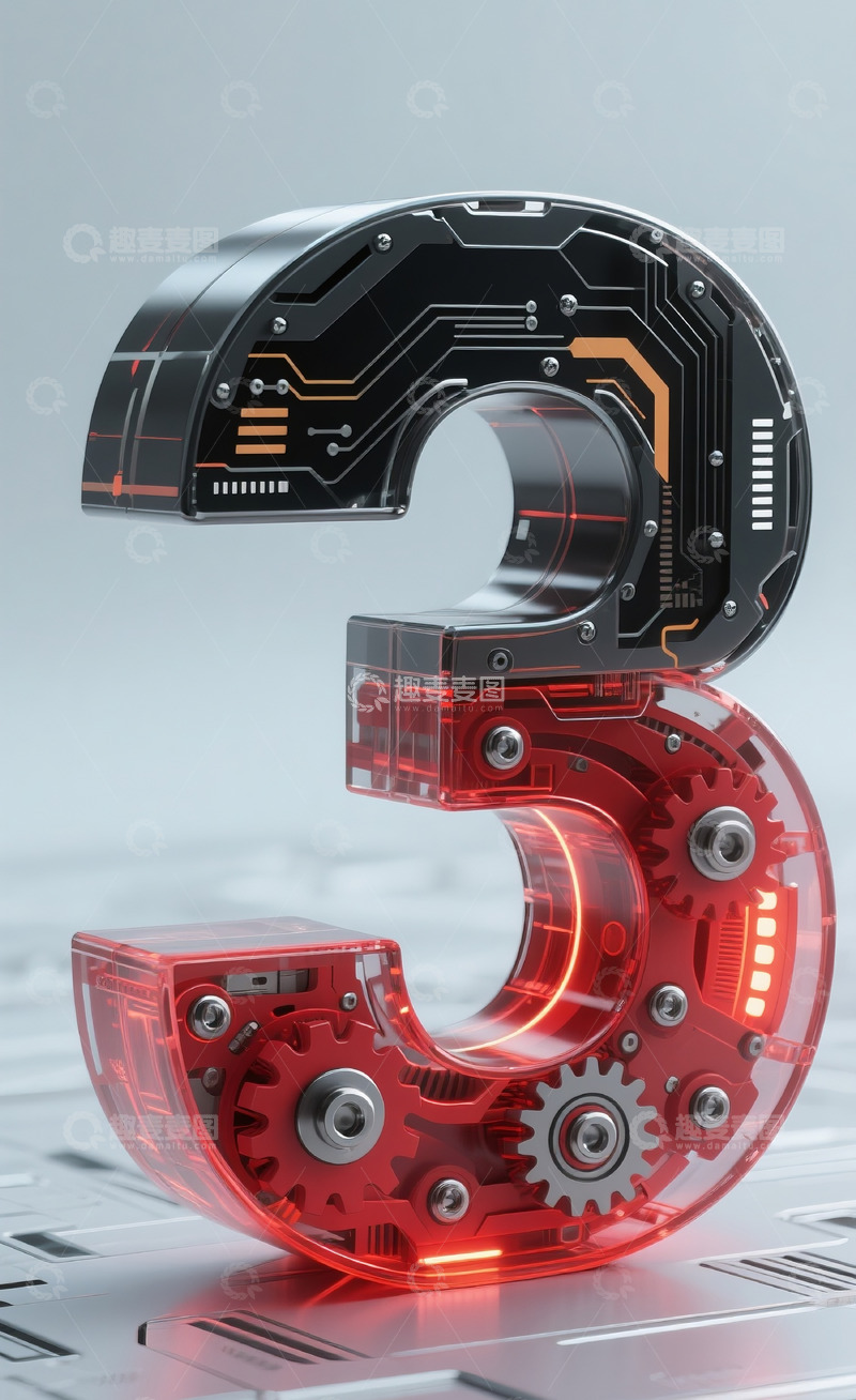高清大图下载【趣麦麦图】红色机械数字35