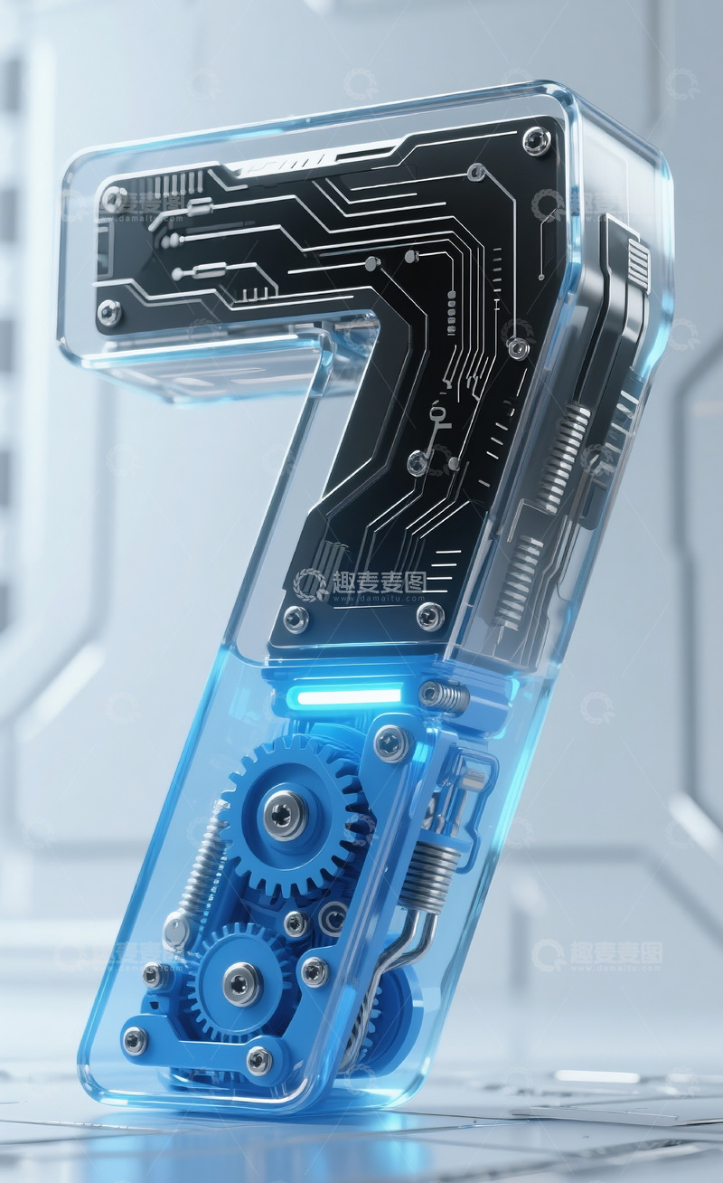 高清大图下载【趣麦麦图】蓝色机械数字73