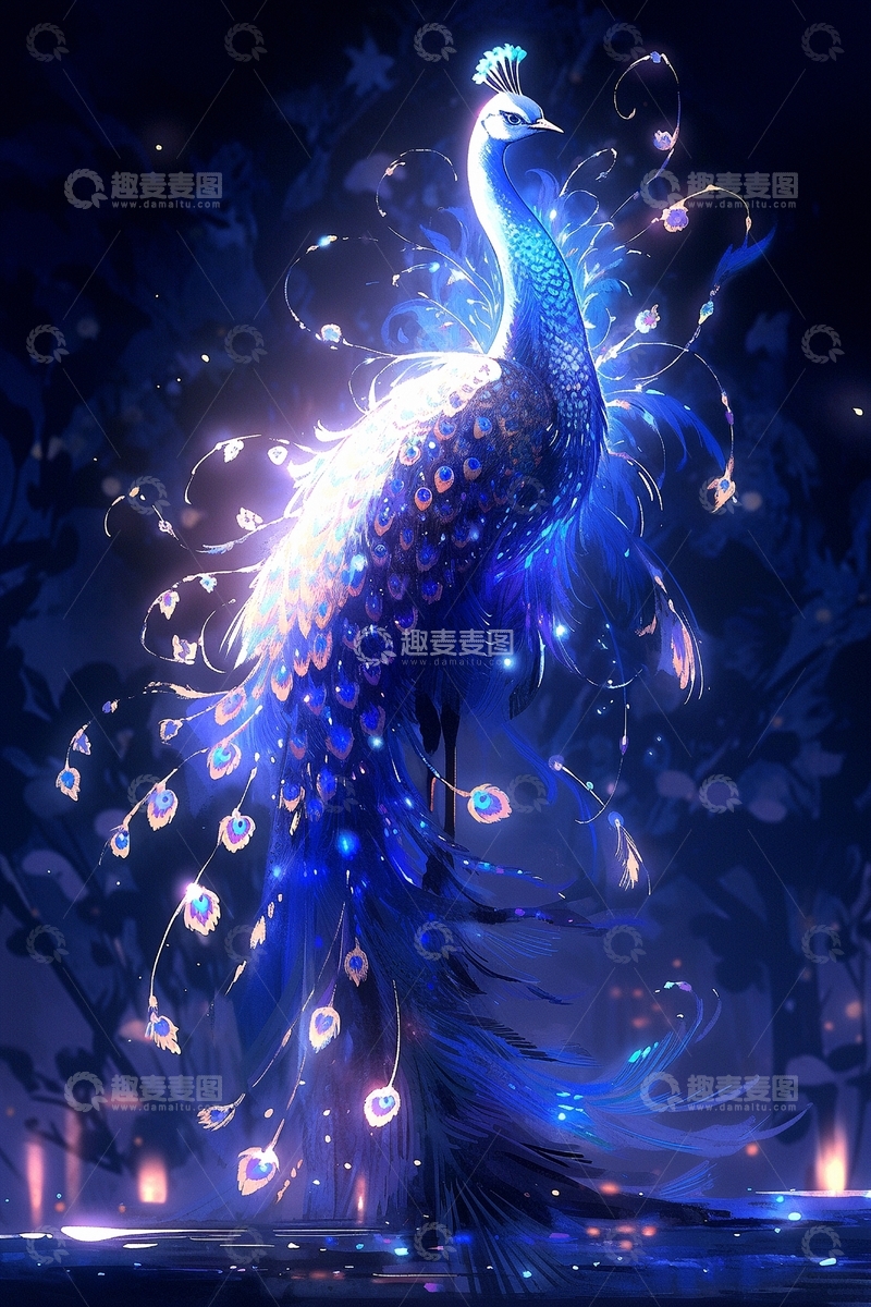高清大图下载【趣麦麦图】赛博朋克风孔雀8
