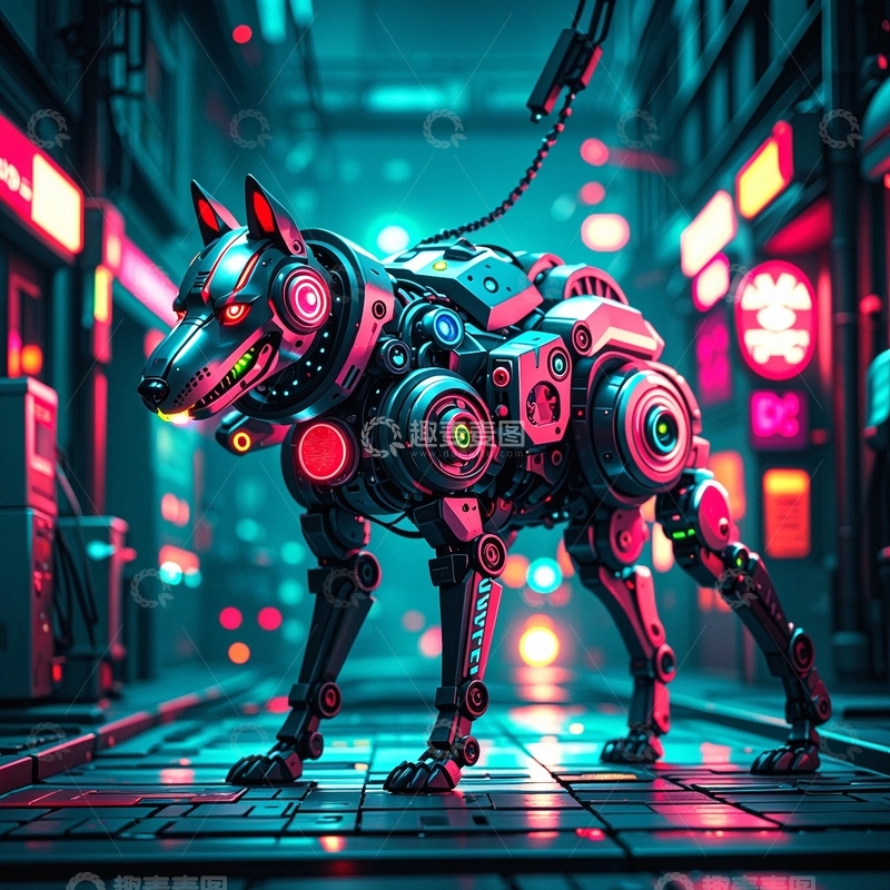 高清大图下载【趣麦麦图】赛博朋克风机械狗6