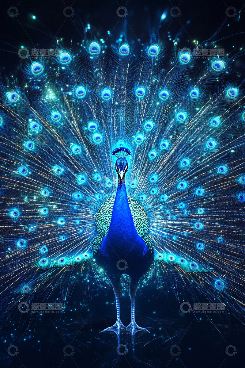 高清大图下载【趣麦麦图】赛博朋克风孔雀4