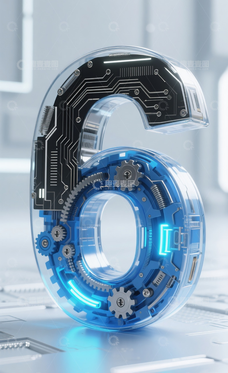 高清大图下载【趣麦麦图】蓝色机械数字62