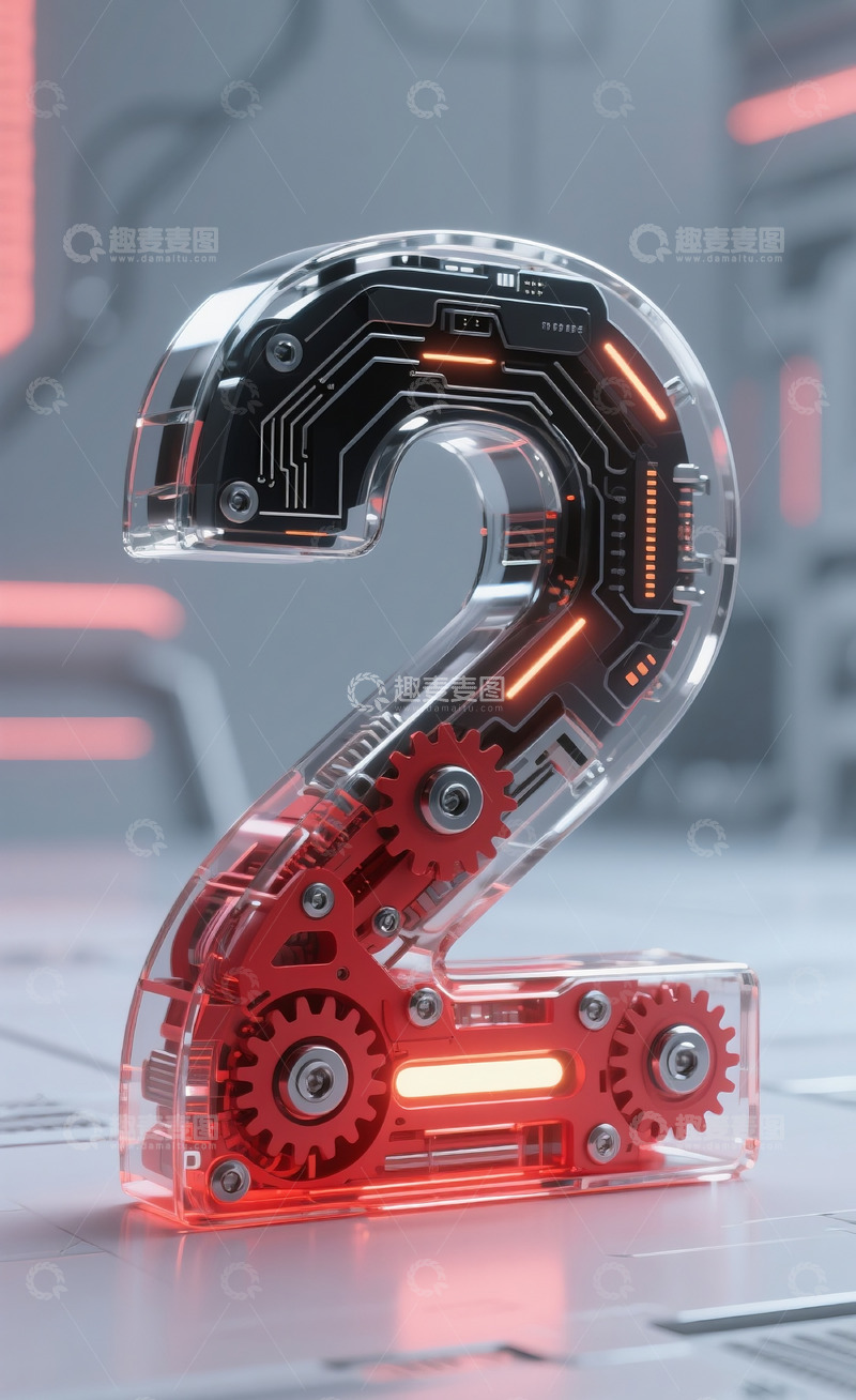 高清大图下载【趣麦麦图】红色机械数字24