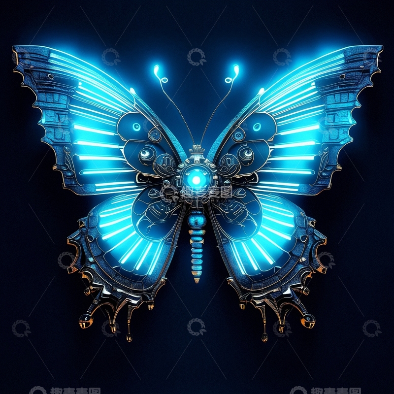 高清大图下载【趣麦麦图】赛博朋克风蝴蝶