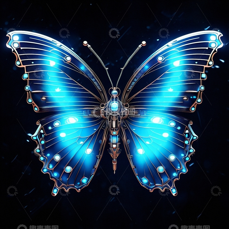 高清大图下载【趣麦麦图】赛博朋克风蝴蝶1