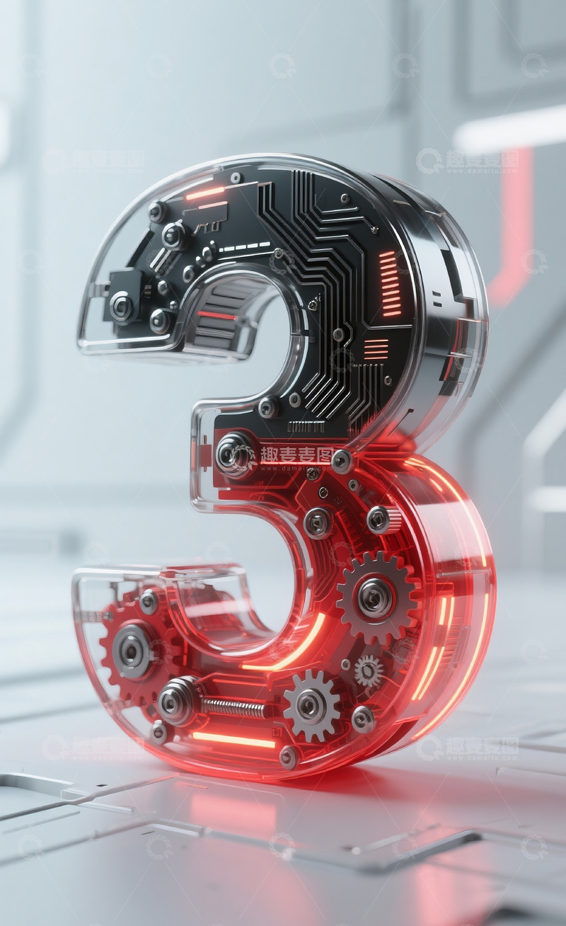 高清大图下载【趣麦麦图】红色机械数字34