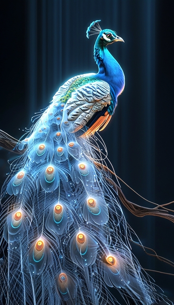 赛博朋克风孔雀