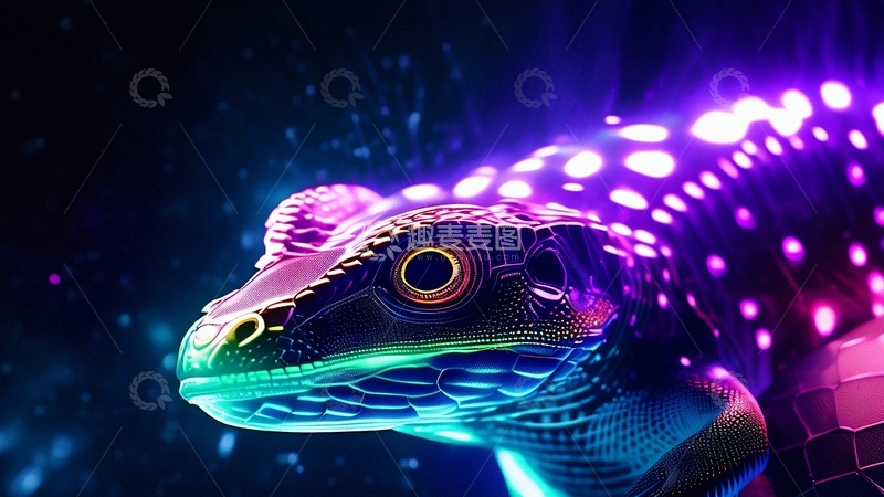高清大图下载【趣麦麦图】赛博朋克风蜥蜴6