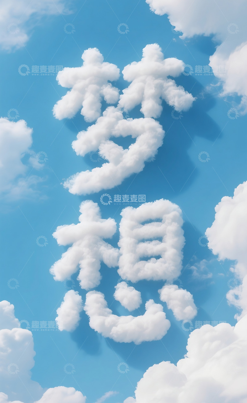 高清大图下载【趣麦麦图】云朵字 梦想