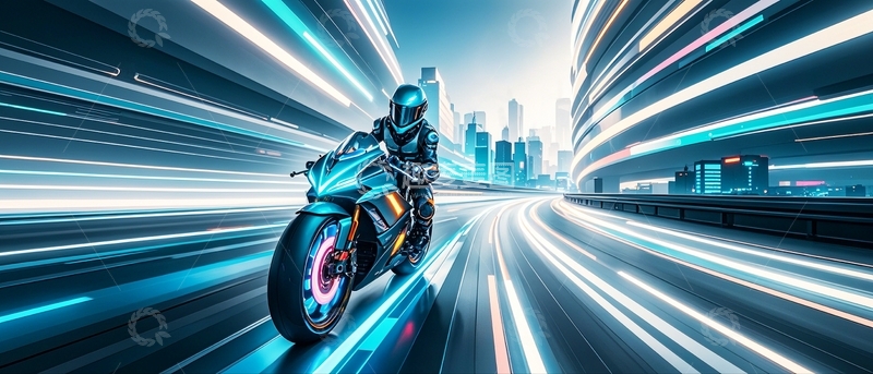 高清大图下载【趣麦麦图】赛博朋克风摩托车7