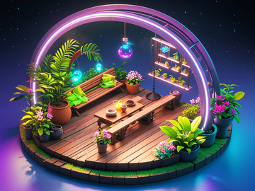 赛博朋克风微缩绿植景观2