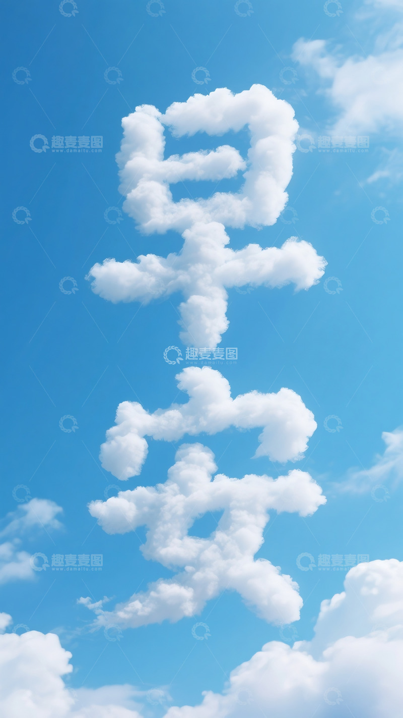 高清大图下载【趣麦麦图】云朵字 早安1