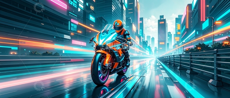 高清大图下载【趣麦麦图】赛博朋克风摩托车8