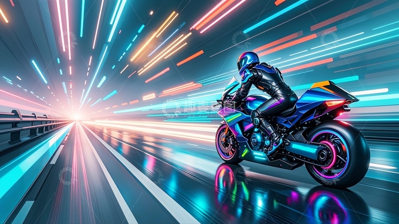 高清大图下载【趣麦麦图】赛博朋克风摩托车2