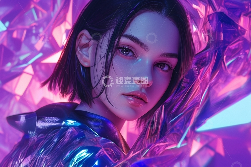 高清大图下载【趣麦麦图】赛博朋克风美女5