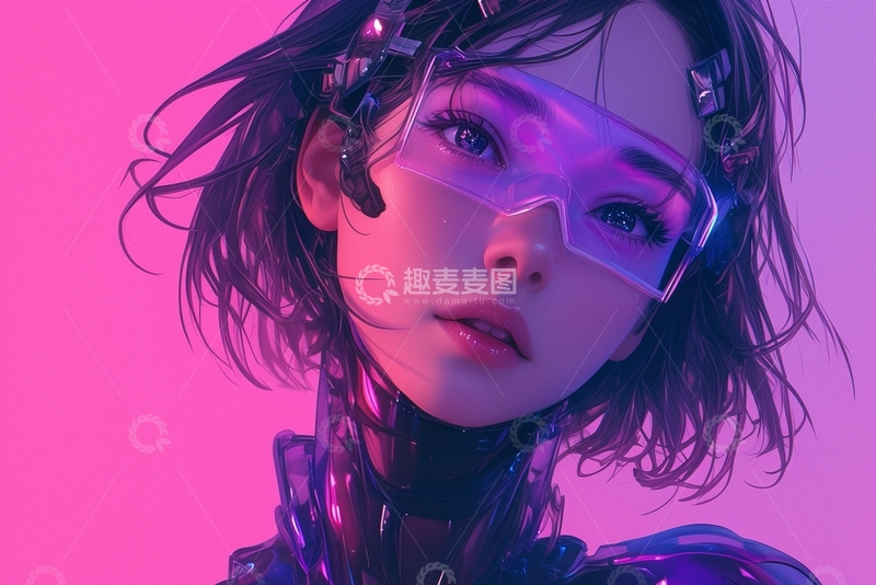 高清大图下载【趣麦麦图】赛博朋克风美女1