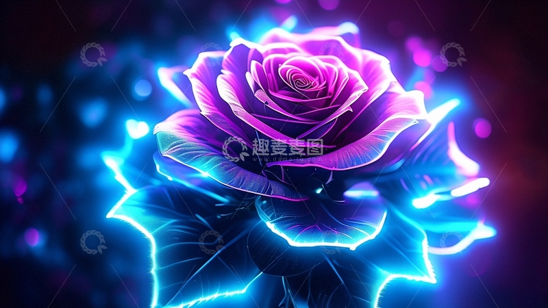 高清大图下载【趣麦麦图】赛博朋克玫瑰花3