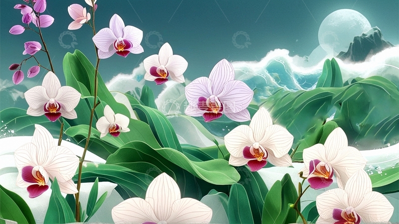 高清大图下载【趣麦麦图】国潮水墨兰花14